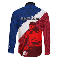 Custom Samoa Rugby Family Matching Off Shoulder Long Sleeve Dress and Hawaiian Shirt Siva Tau Dance Polynesian Tattoo Brush Style LT03 - Polynesian Pride