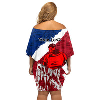 Custom Samoa Rugby Family Matching Off Shoulder Short Dress and Hawaiian Shirt Siva Tau Dance Polynesian Tattoo Brush Style LT03 - Polynesian Pride