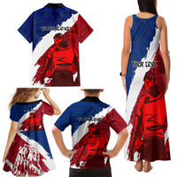 Custom Samoa Rugby Family Matching Tank Maxi Dress and Hawaiian Shirt Siva Tau Dance Polynesian Tattoo Brush Style LT03 - Polynesian Pride