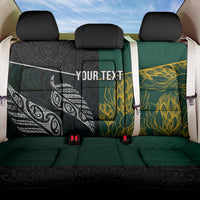 Personalised South Africa and New Zealand Back Car Seat Cover King Protea and Silver Fern Mix Culture Pattern LT03 One Size Black - Polynesian Pride