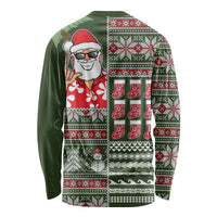 Hawaii Mele Kalikimaka Long Sleeve Shirt Aloha and Christmas Elements Patchwork Green Style LT03 - Polynesian Pride