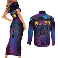 Aotearoa Arts Festival 2025 Couples Matching Short Sleeve Bodycon Dress and Long Sleeve Button Shirt Maori Music Art Dance - Rhythmic Vibes LT03 - Polynesian Pride