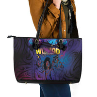 Aotearoa Arts Festival 2025 Leather Tote Bag Maori Music Art Dance - Rhythmic Vibes LT03 - Polynesian Pride