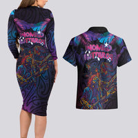 Aotearoa Arts Festival 2025 Couples Matching Long Sleeve Bodycon Dress and Hawaiian Shirt Maori Performing Art and Music - Rhythmic Vibes LT03 - Polynesian Pride
