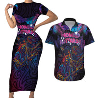 Aotearoa Arts Festival 2025 Couples Matching Short Sleeve Bodycon Dress and Hawaiian Shirt Maori Performing Art and Music - Rhythmic Vibes LT03 Black - Polynesian Pride