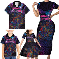 Aotearoa Arts Festival 2025 Family Matching Short Sleeve Bodycon Dress and Hawaiian Shirt Maori Performing Art and Music - Rhythmic Vibes LT03 - Polynesian Pride