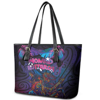 Aotearoa Arts Festival 2025 Leather Tote Bag Maori Performing Art and Music - Rhythmic Vibes LT03 - Polynesian Pride
