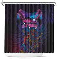 Aotearoa Arts Festival 2025 Shower Curtain Maori Performing Art and Music - Rhythmic Vibes LT03 Black - Polynesian Pride