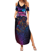 Aotearoa Arts Festival 2025 Summer Maxi Dress Maori Performing Art and Music - Rhythmic Vibes LT03 Women Black - Polynesian Pride