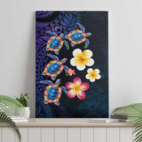 Hawaiian Turtles and Plumeria Canvas Wall Art Polynesian Art Tribal Tattoo Dark Aqua Color LT03 - Polynesian Pride