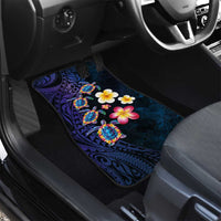 Hawaiian Turtles and Plumeria Car Mats Polynesian Art Tribal Tattoo Dark Aqua Color LT03 - Polynesian Pride