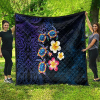 Hawaiian Turtles and Plumeria Quilt Polynesian Art Tribal Tattoo Dark Aqua Color LT03 - Polynesian Pride