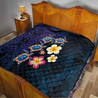 Hawaiian Turtles and Plumeria Quilt Polynesian Art Tribal Tattoo Dark Aqua Color LT03 - Polynesian Pride