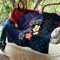Hawaiian Turtles and Plumeria Quilt Polynesian Art Tribal Tattoo Dark Aqua Color LT03 - Polynesian Pride