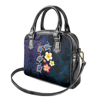 Hawaiian Turtles and Plumeria Shoulder Handbag Polynesian Art Tribal Tattoo Dark Aqua Color LT03 - Polynesian Pride