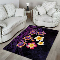 Hawaiian Turtles and Plumeria Area Rug Polynesian Art Tribal Tattoo Deep Violet Color LT03 - Polynesian Pride