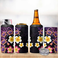 Hawaiian Turtles and Plumeria 4 in 1 Can Cooler Tumbler Polynesian Art Tribal Tattoo Deep Violet Color LT03 - Polynesian Pride
