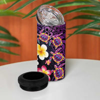 Hawaiian Turtles and Plumeria 4 in 1 Can Cooler Tumbler Polynesian Art Tribal Tattoo Deep Violet Color LT03 - Polynesian Pride