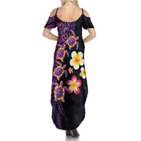 Hawaiian Turtles and Plumeria Family Matching Summer Maxi Dress and Hawaiian Shirt Polynesian Art Tribal Tattoo Deep Violet Color LT03 - Polynesian Pride
