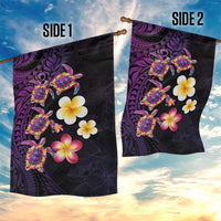 Hawaiian Turtles and Plumeria Garden Flag Polynesian Art Tribal Tattoo Deep Violet Color LT03 - Polynesian Pride