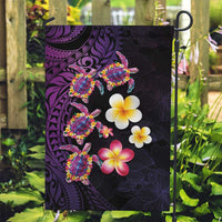Hawaiian Turtles and Plumeria Garden Flag Polynesian Art Tribal Tattoo Deep Violet Color LT03 Garden Flag Purple - Polynesian Pride