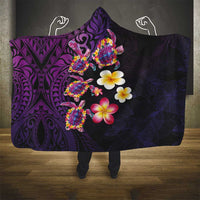 Hawaiian Turtles and Plumeria Hooded Blanket Polynesian Art Tribal Tattoo Deep Violet Color LT03 - Polynesian Pride