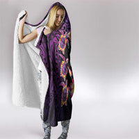 Hawaiian Turtles and Plumeria Hooded Blanket Polynesian Art Tribal Tattoo Deep Violet Color LT03 - Polynesian Pride