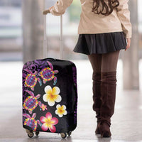 Hawaiian Turtles and Plumeria Luggage Cover Polynesian Art Tribal Tattoo Deep Violet Color LT03 - Polynesian Pride