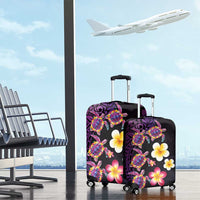 Hawaiian Turtles and Plumeria Luggage Cover Polynesian Art Tribal Tattoo Deep Violet Color LT03 - Polynesian Pride