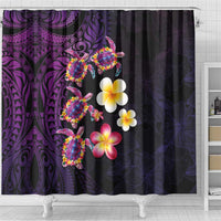 Hawaiian Turtles and Plumeria Shower Curtain Polynesian Art Tribal Tattoo Deep Violet Color LT03 - Polynesian Pride