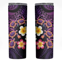 Hawaiian Turtles and Plumeria Skinny Tumbler Polynesian Art Tribal Tattoo Deep Violet Color LT03 Purple - Polynesian Pride