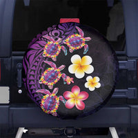 Hawaiian Turtles and Plumeria Spare Tire Cover Polynesian Art Tribal Tattoo Deep Violet Color LT03 - Polynesian Pride