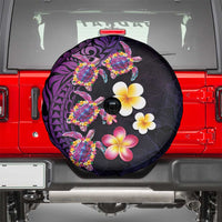 Hawaiian Turtles and Plumeria Spare Tire Cover Polynesian Art Tribal Tattoo Deep Violet Color LT03 - Polynesian Pride