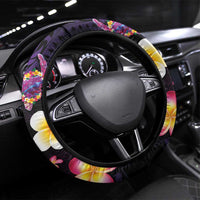 Hawaiian Turtles and Plumeria Steering Wheel Cover Polynesian Art Tribal Tattoo Deep Violet Color LT03 Universal Fit Purple - Polynesian Pride