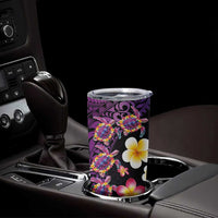 Hawaiian Turtles and Plumeria Tumbler Cup Polynesian Art Tribal Tattoo Deep Violet Color LT03 - Polynesian Pride