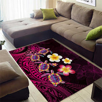 Hawaiian Turtles and Plumeria Area Rug Polynesian Art Tribal Tattoo Cerise LT03 - Polynesian Pride