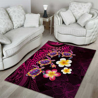 Hawaiian Turtles and Plumeria Area Rug Polynesian Art Tribal Tattoo Cerise LT03 - Polynesian Pride