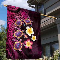 Hawaiian Turtles and Plumeria Garden Flag Polynesian Art Tribal Tattoo Cerise LT03 - Polynesian Pride