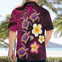 Hawaiian Turtles and Plumeria Hawaiian Shirt Polynesian Art Tribal Tattoo Cerise LT03 - Polynesian Pride