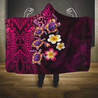 Hawaiian Turtles and Plumeria Hooded Blanket Polynesian Art Tribal Tattoo Cerise LT03 - Polynesian Pride