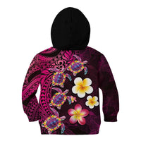 Hawaiian Turtles and Plumeria Kid Hoodie Polynesian Art Tribal Tattoo Cerise LT03 - Polynesian Pride