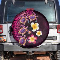 Hawaiian Turtles and Plumeria Spare Tire Cover Polynesian Art Tribal Tattoo Cerise LT03 Pink - Polynesian Pride