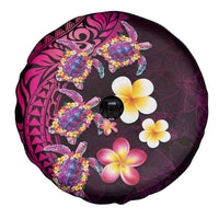 Hawaiian Turtles and Plumeria Spare Tire Cover Polynesian Art Tribal Tattoo Cerise LT03 - Polynesian Pride