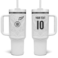 Custom New Zealand Football Tumbler With Handle The Whites-Sporty T90 Style LT03 One Size: 40 oz White - Polynesian Pride