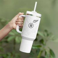 Custom New Zealand Football Tumbler With Handle The Whites-Sporty T90 Style LT03 - Polynesian Pride