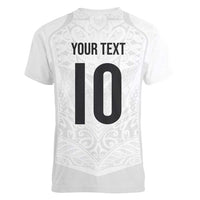 Custom New Zealand Football Women V-Neck T-Shirt The Whites-Sporty T90 Style LT03 - Polynesian Pride