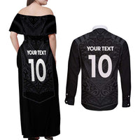 Custom Aotearoa Rugby Couples Matching Off Shoulder Maxi Dress and Long Sleeve Button Shirt The Blacks-Sporty T90 Style LT03 - Polynesian Pride