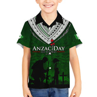 Norfolk Island ANZAC Day Family Matching Short Sleeve Bodycon Dress and Hawaiian Shirt Soldier Lest We Forget Camouflage LT03 Son's Shirt Green - Polynesian Pride