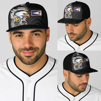 American Samoa Flag Day Baseball Net Cap Tribal Tattoo with Eagle Black