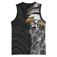 American Samoa Flag Day Basketball Jersey Tribal Tattoo with Eagle Black